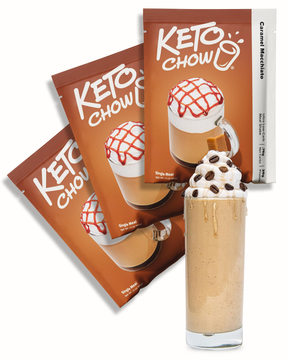 Keto Chow Chocolate Peanut Butter Meal Replacement Shake Powder, 3 Meals
