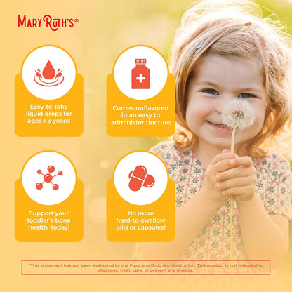 MARYRUTH'S Organics Vitamin D3 | Vitamin K2 | Vitamin D3 K2 Drops | K2 D3 Vitamin Liquid Supplement for Toddlers | Kids Supplement for Calcium Absorption Strong Bones | Vegan | Gluten Free | 1 Fl Oz