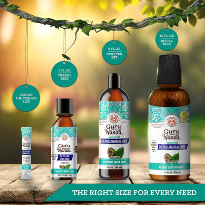 GuruNanda Coconut Oil Pulling Mouthwash with Vitamins, Farmed Mint, 16 oz