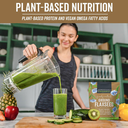 Viva Naturals Organic Ground Flaxseed - Premium Quality Plant-Based Protein and Vegan Omega 3 with Fiber, Perfect for Smoothies, Finely Milled Flaxseed 30 oz (850 g)