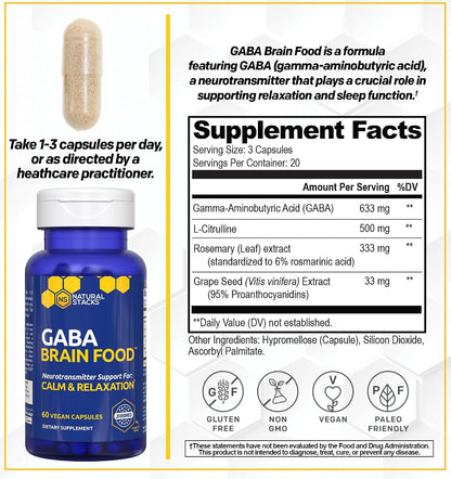 NATURAL STACKS Brain Food Bundle - for Mental Drive, Cognitive Function, Positive Mood & Relaxation* - Brain Supplements for Adults - 240 Total Capsules