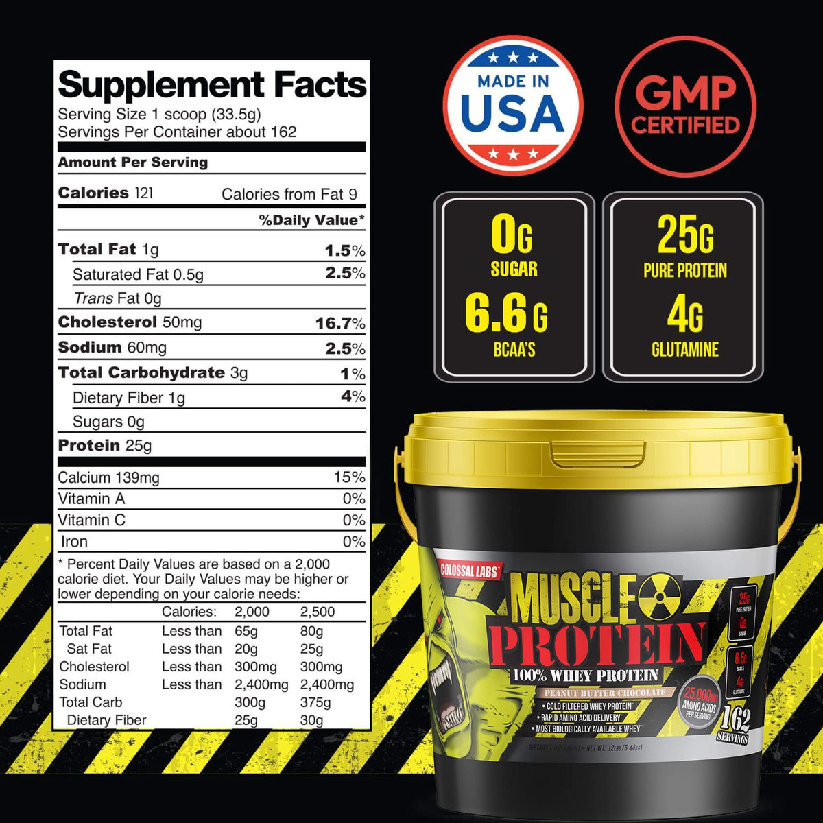 COLOSSAL LABS Muscle Growth Whey Protein [12 lbs/Pack of 1]–Peanut Butter Chocolate