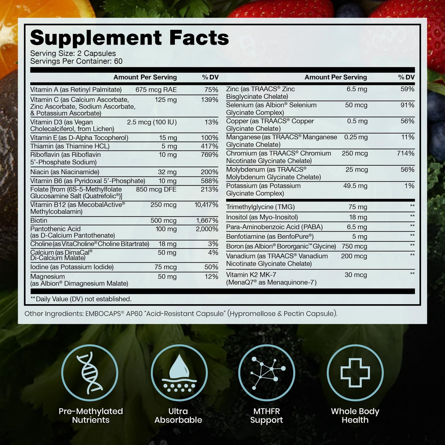 Pure Therapro Rx Methylated Multivitamin for Men and Women | Made in USA | Methyl Multi Without Iron Methyl B12 & Methylfolate | 240 Capsules, 4-Month Supply
