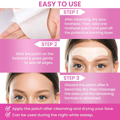VIORY Forehead Wrinkle Patches Smoothing Overnight - Anti Wrinkle Patches | For Face And Forehead Fine Lines & Frown Lines, With Aloe, Collagen, Vitamin E, Hyaluronic Acid, 12 Pcs