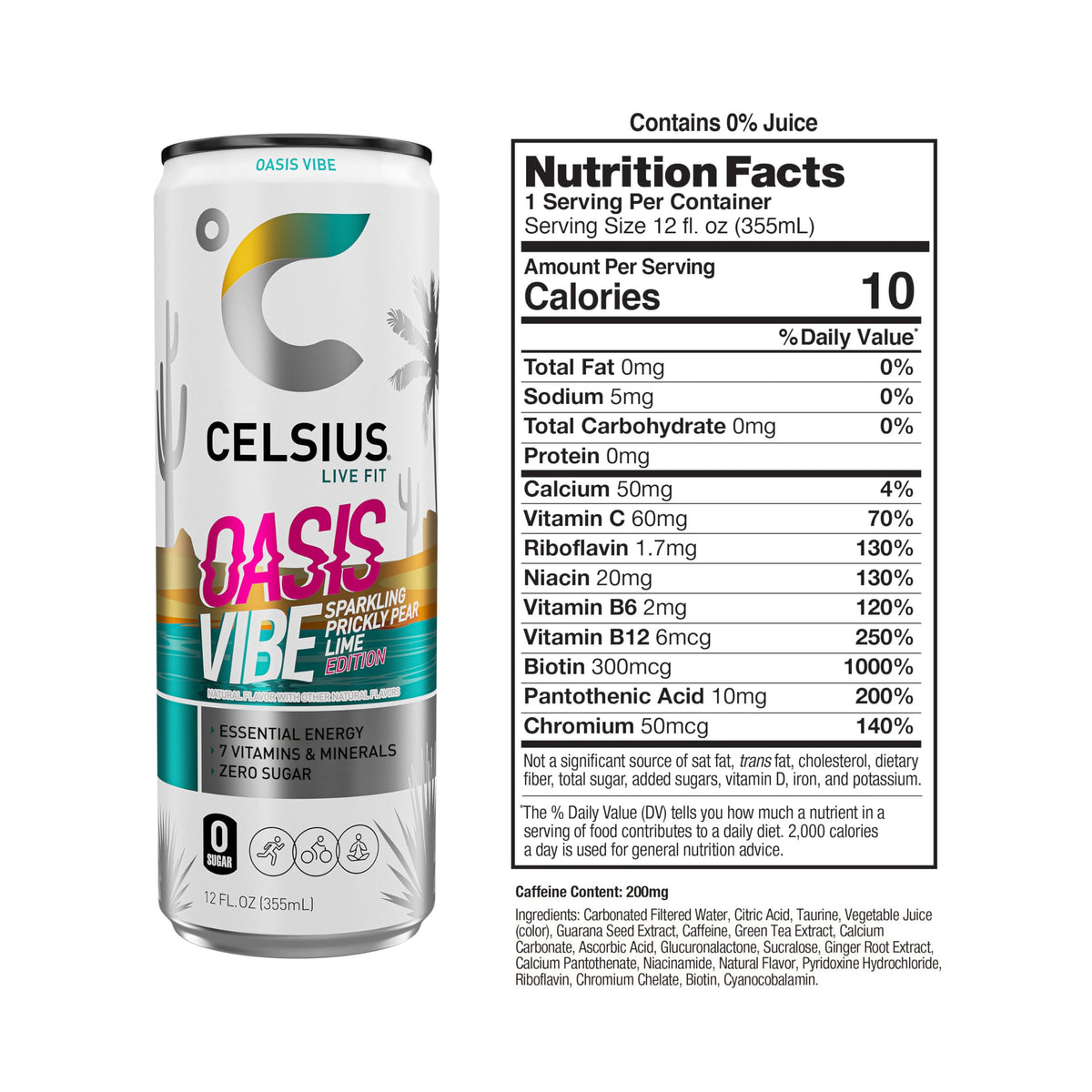 CELSIUS RETRO VIBE Sparkling Sherbet Slush, Sugar Free Energy Drink, 12 Fl Oz (Pack of 12)