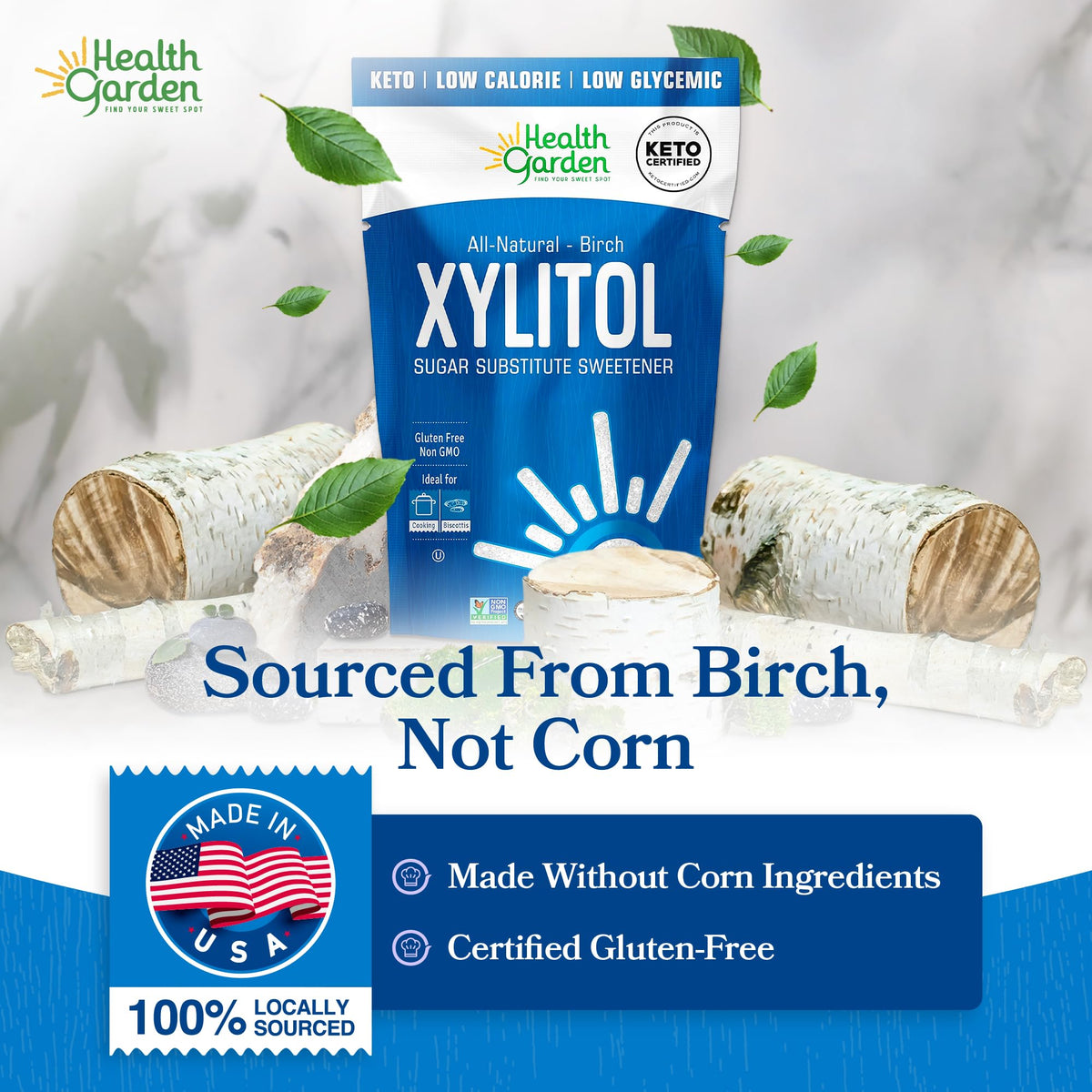 Health Garden Birch Xylitol Sweetener - Xylitol Sugar Substitute - 15 oz