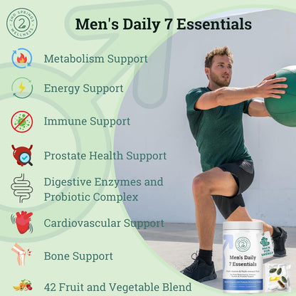 Men’s Daily 7 Essentials Vitamin Pack + Magnesium Bisglycinate Complex | Complete Daily Nutritional Support for Energy, Strength, Metabolism, Immunity, Muscle Function & Overall Wellness