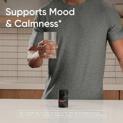 Sports Research® Pure Saffron Supplement, 30 mg - Mood & Stress Support - Made w/Affron® Saffron Extract - Vegan Certified · Non-GMO · Gluten Free – 60 Veggie Softgels