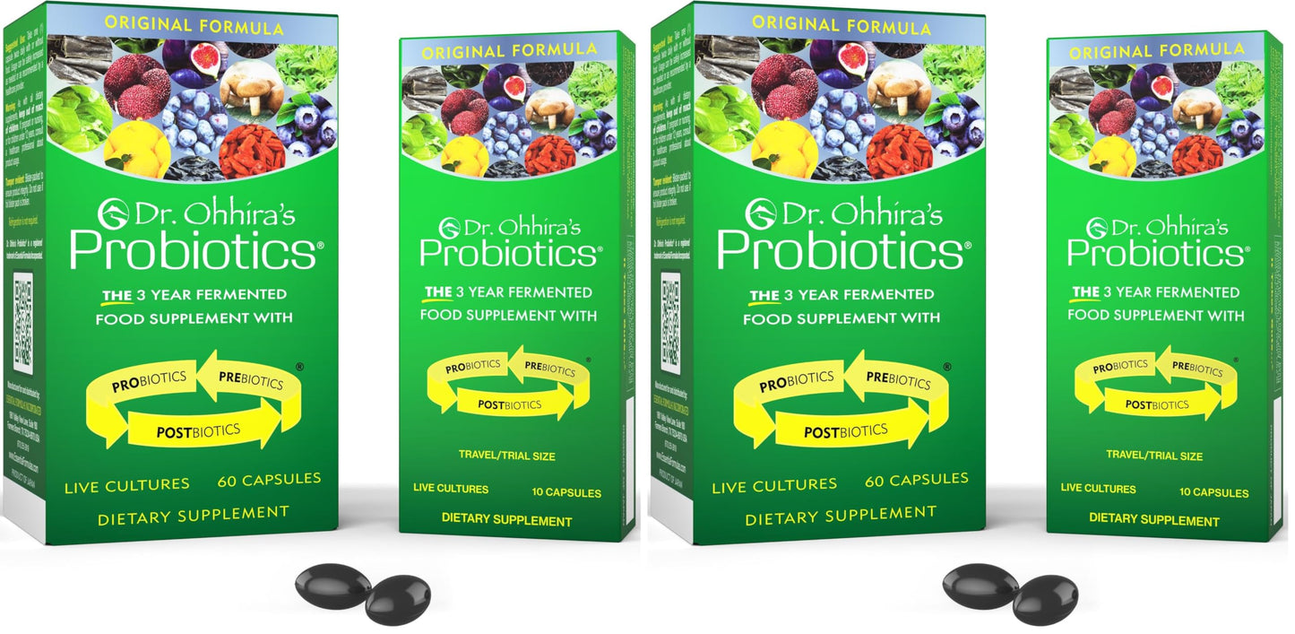 Dr. Ohhira's Probiotics, Original Formula, 60 Caps with Bonus 10 Capsule Travel Pack - 13 Probiotic Strains with Prebiotics and Postbiotics