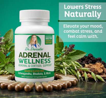 Adrenal Wellness Ashwagandha & More - Organic Mind, Body Support by Dr. Danielle, 120 Capsules