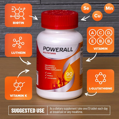Basic Brands PowerAll Multivitamin Eye Vitamins, 90 Count | Lutein for Adults