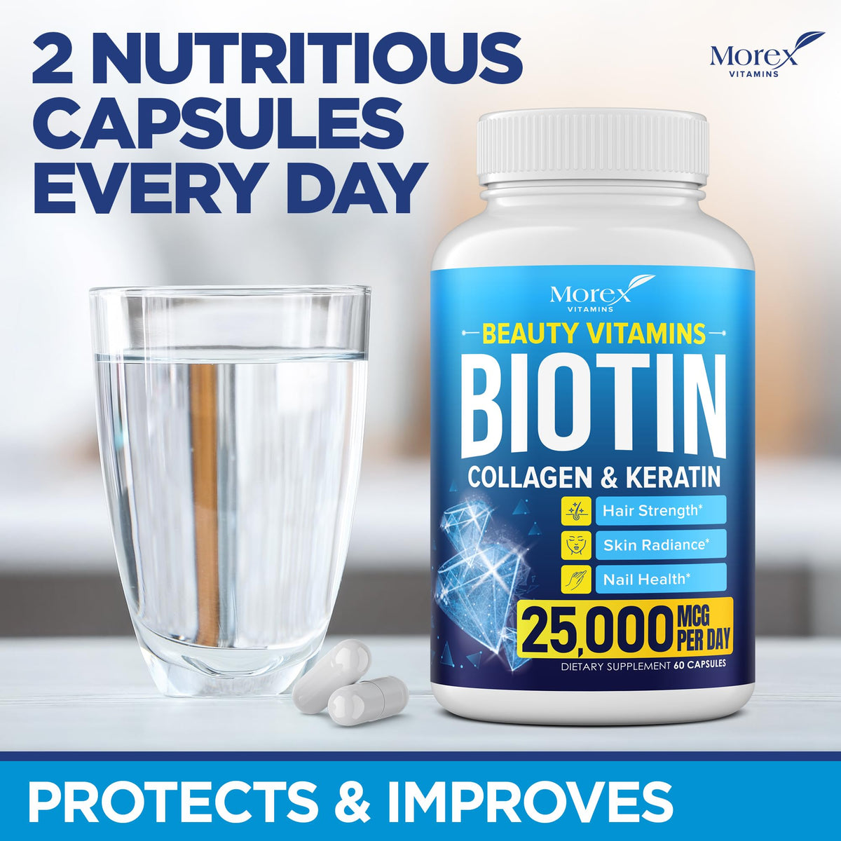 ORIONPHARMA Biotin Keratin & Collagen Capsules - Made in USA - Natural Collagen