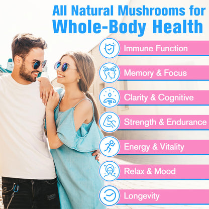 Mushroom Supplement 2600mg, 20-IN-1 Mushroom Complex - Lions Mane, Cordyceps