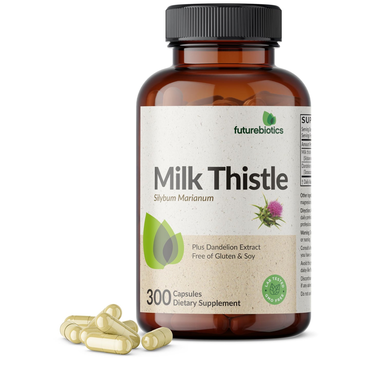 Futurebiotics Milk Thistle Silymarin Marianum & Dandelion Extract Liver Health Support, Antioxidant Support, Detox, 300 Capsules