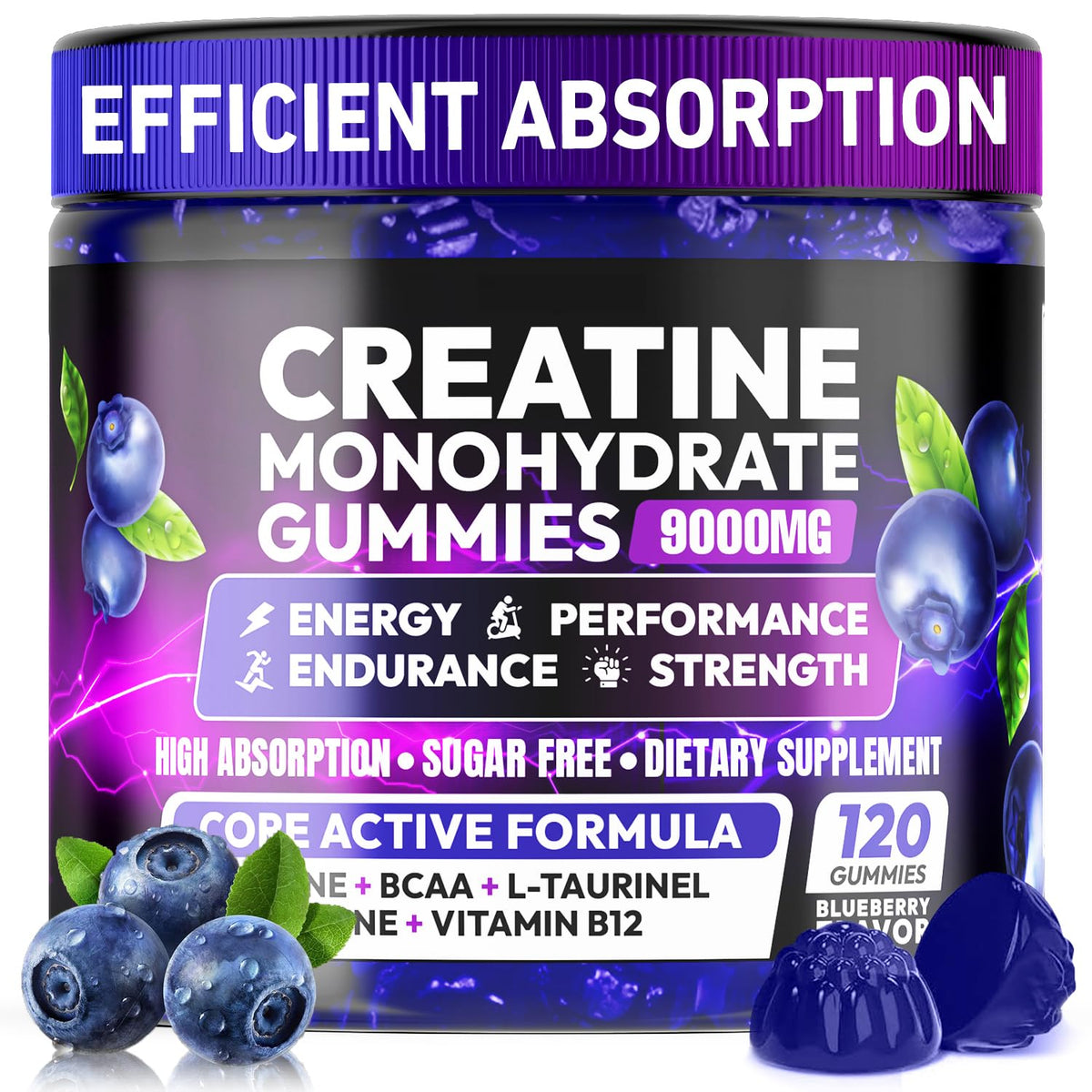 Creatine Monohydrate Gummies 5000MG, Creatine Gummy for Men & Women 120Ct