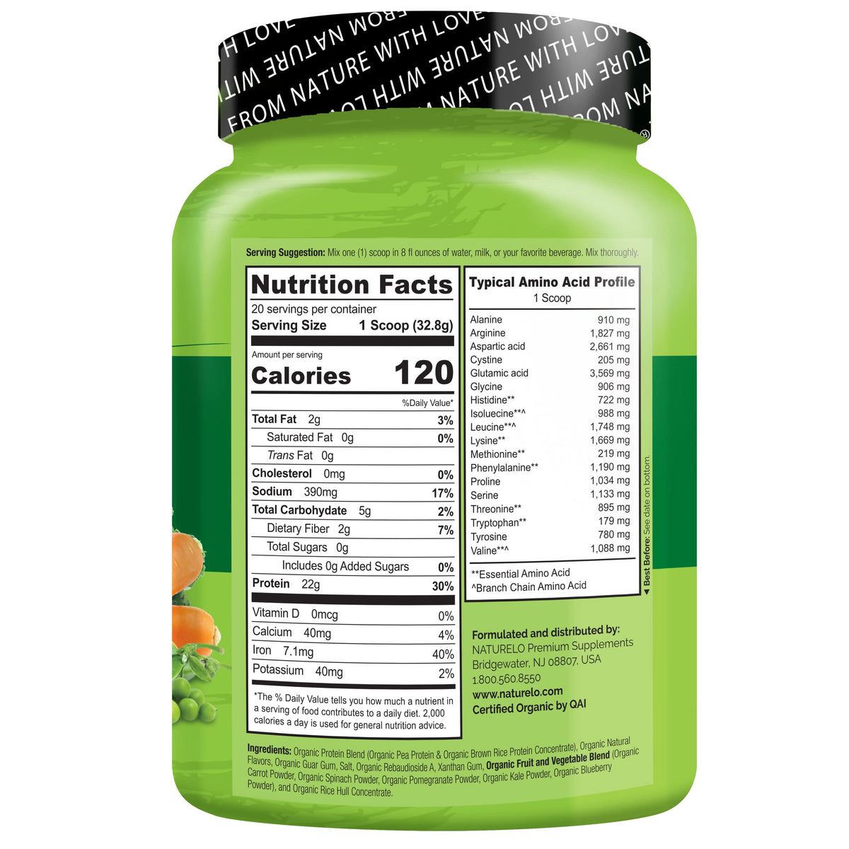NATURELO Vegan Plant Protein Powder - Vanilla and Chocolate Bundle - 40 Servings