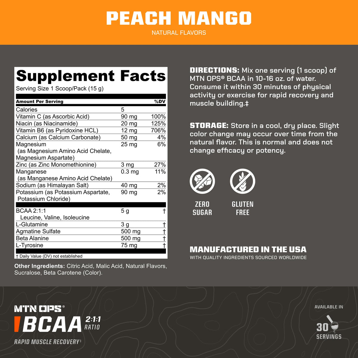 MTN OPS BCAA Powder for Muscle Recovery, Strawberry Dragonfruit