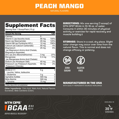 MTN OPS BCAA Powder for Muscle Recovery, Strawberry Dragonfruit