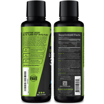 Muscle Pharm L-Carnitine 3000, The Ultimate Liquid L Carnitine Supplement for High-Performance, Supports Metabolism, Hydration & Energy, Zero Sugar, Low Calories, Sour Cherry Flavor, 32 Servings