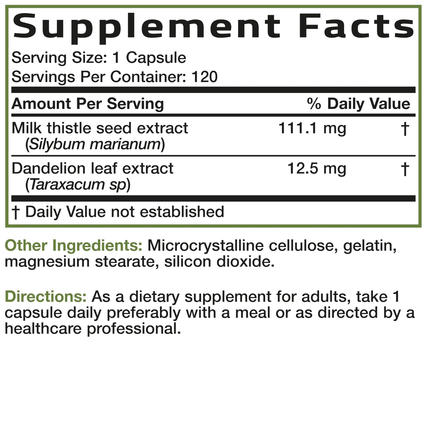 Bronson Milk Thistle Silymarin Marianum & Dandelion Extract, 120 Capsules | 2-in-1 Liver Cleanse, Health, Detox & Antioxidant Support, Non-GMO, Gluten-Free, Soy-Free