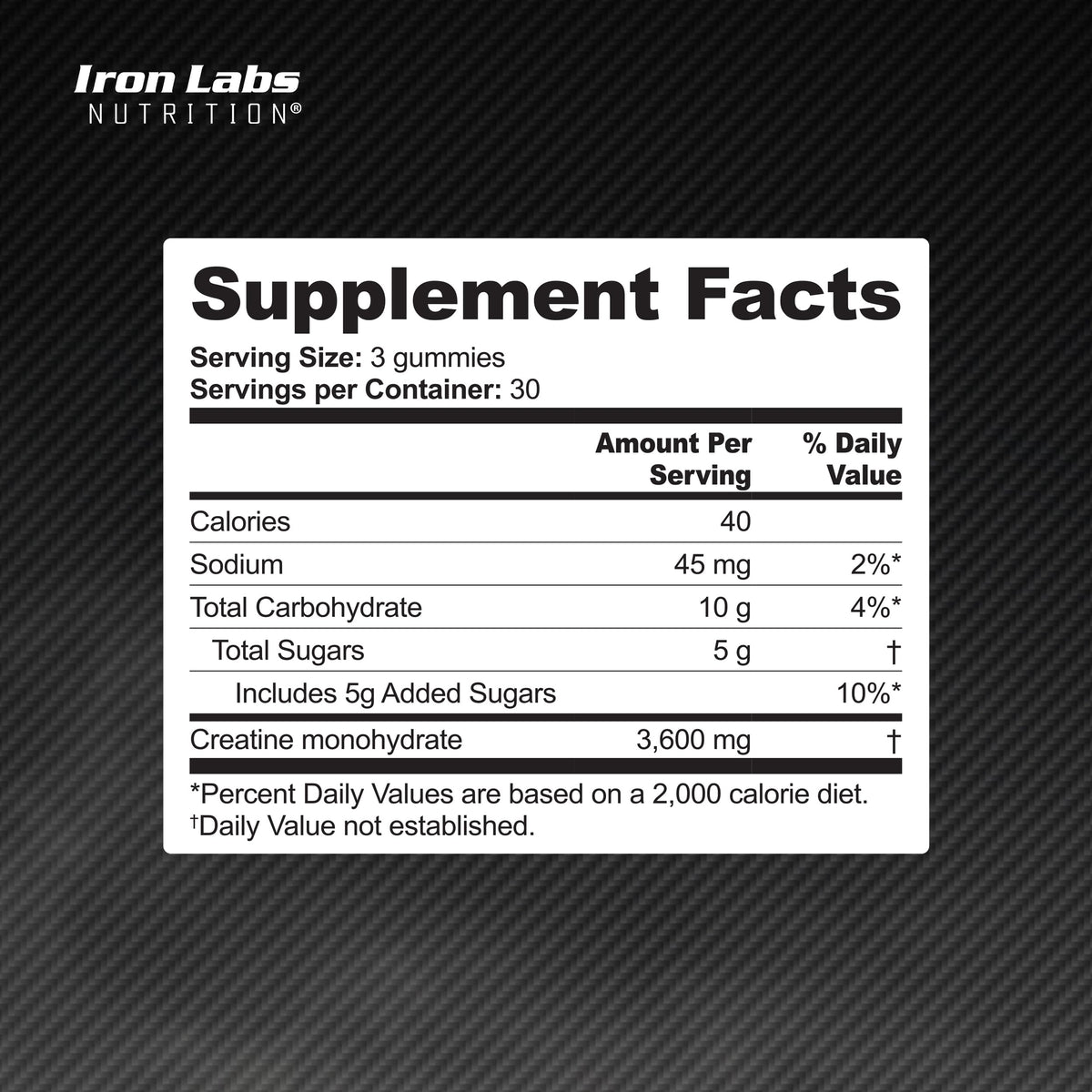 Iron Labs Nutrition Creatine Monohydrate Gummies for Men and Women (90 Gummy Bears)
