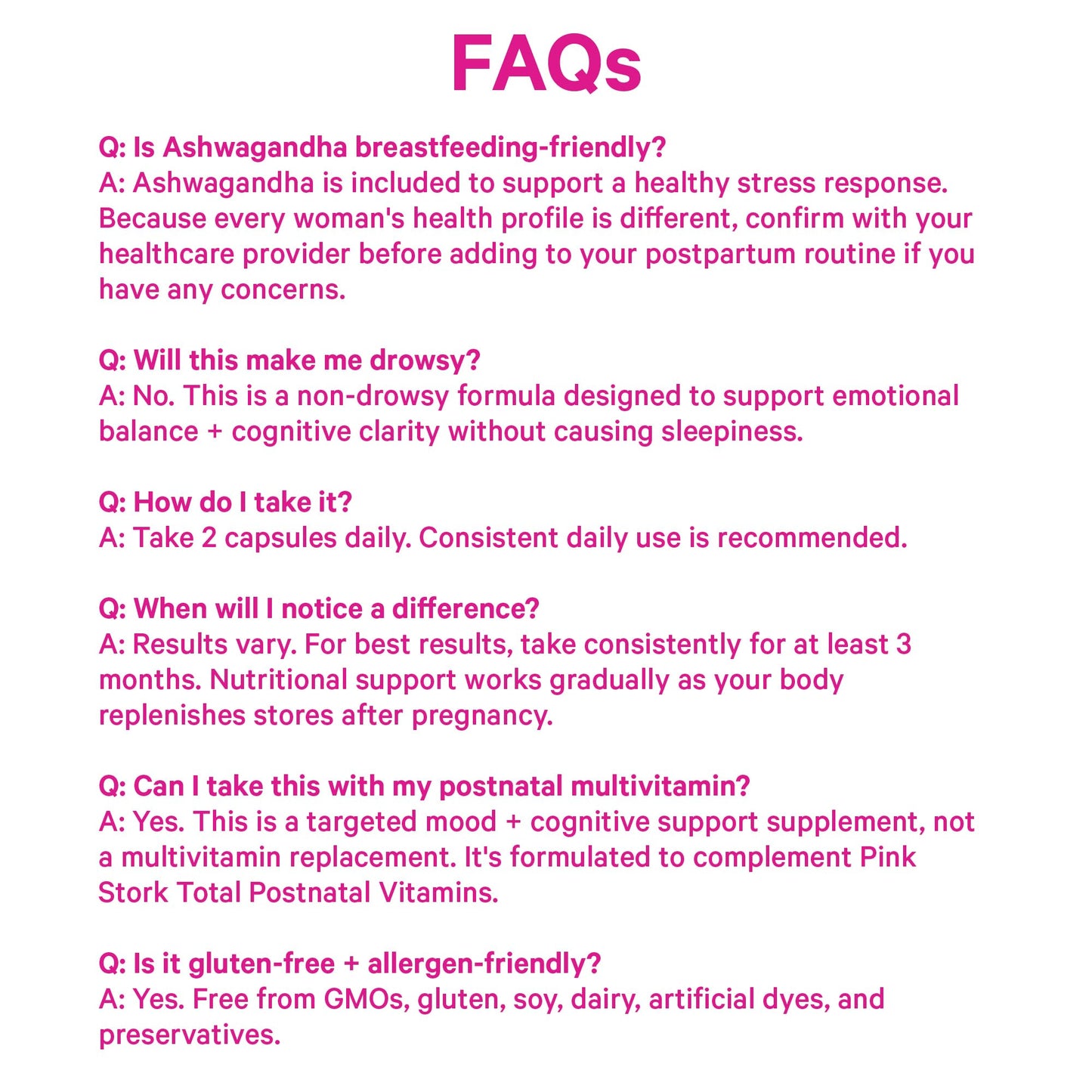 Pink Stork Postpartum Mood Support, 30-Day Supply | Postnatal Supplement for Women, Breastfeeding Friendly, Ashwagandha, Saffron, DHA, Methylated B12, Stress & Cognitive Support