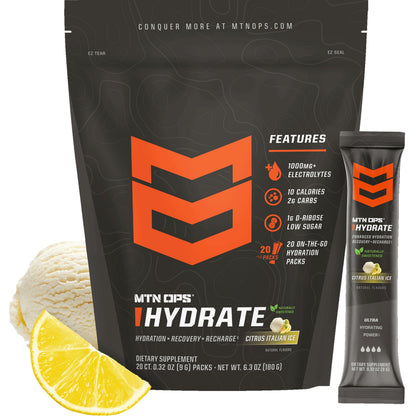 MTN OPS Hydrate Sugar Free Electrolyte Packets, Mango Peach