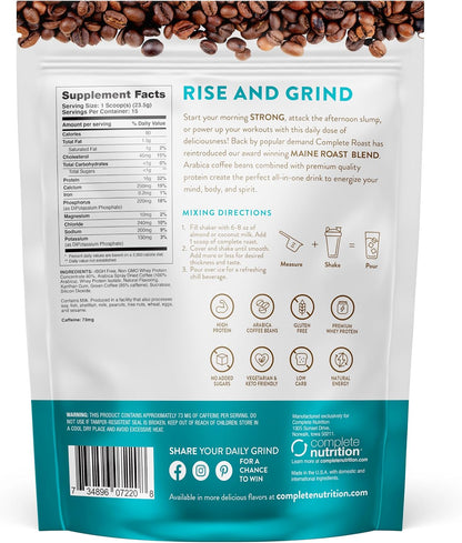 Complete Roast Iced Protein Coffee - 16g Protein, 0 Carbs, Non GMO Whey- 30 serv.