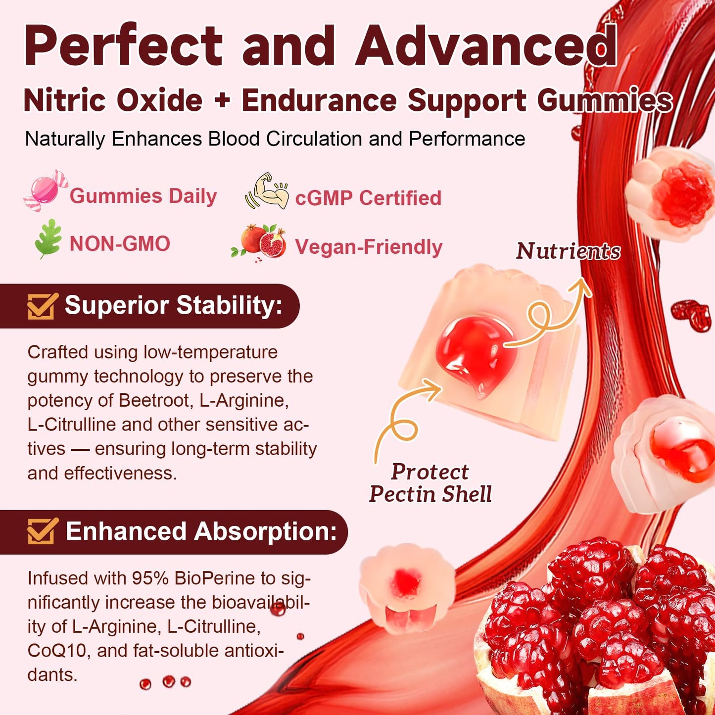 Totaria Beet Root Gummies - Blood Pressure & Cardiovascular Support, Beetroot Supplement with Grape Seed, Pomegranate - Nitric Oxide Gummies for Heart Health, Circulation, Vegan, Non-GMO, Sugar Free