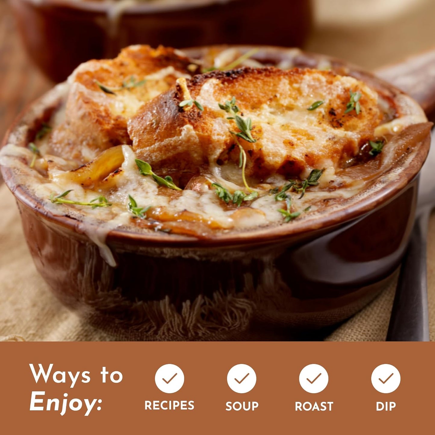 Just Ingredients French Onion Soup Mix Powder - 20 Servings, 9g Protein, Bone Broth, Gut Health