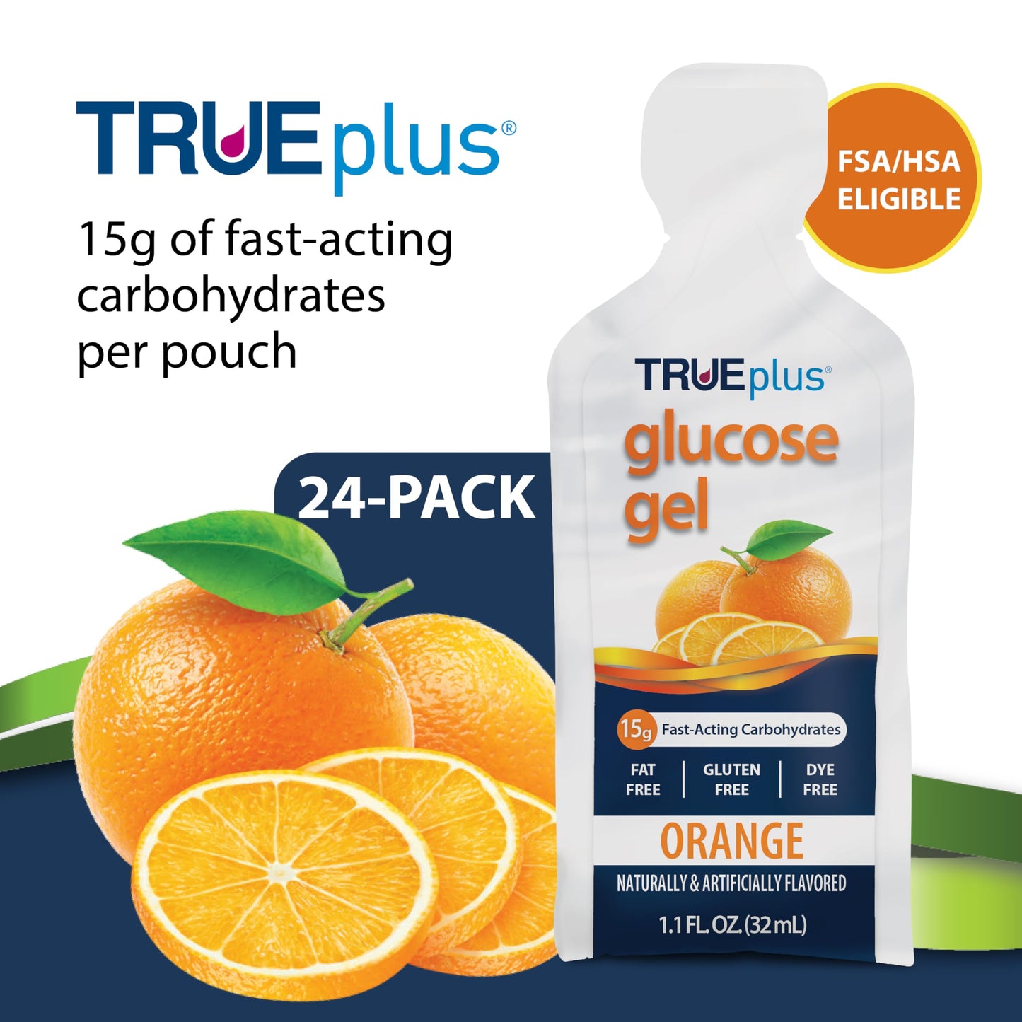 TRUEplus Glucose Gel Pouch, 15g Carbohydrates, Fruit Punch Flavor, 6 Pack | 15g Fast-Acting Carbohydrates Per Serving, Fat Free, Gluten Free, Boosts Energy, Great Tasting and Easy to Use