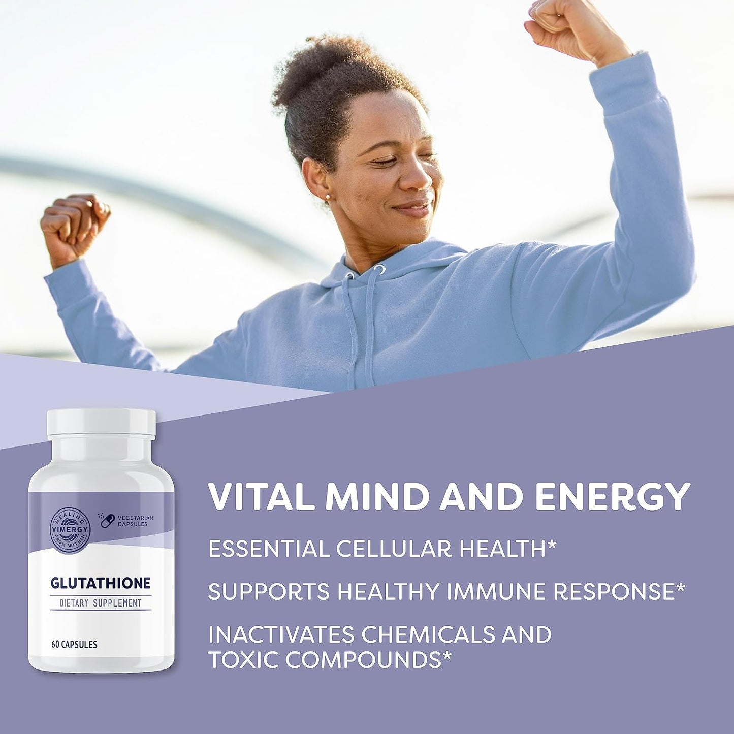 Vimergy Glutathione – Supports Liver Detox* – Superfood for Cellular Health & Antioxidant Support* – Kosher, Vegan & Gluten-Free – 60 Capsules