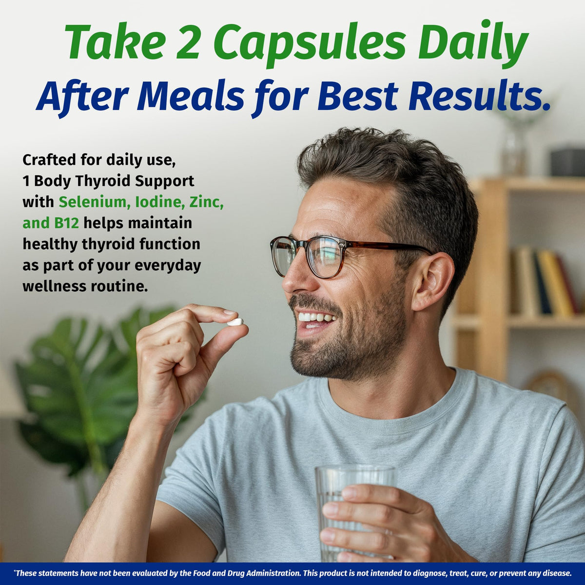 1 Body Thyroid Support for Women & Men, Iodine & Selenium Supplement