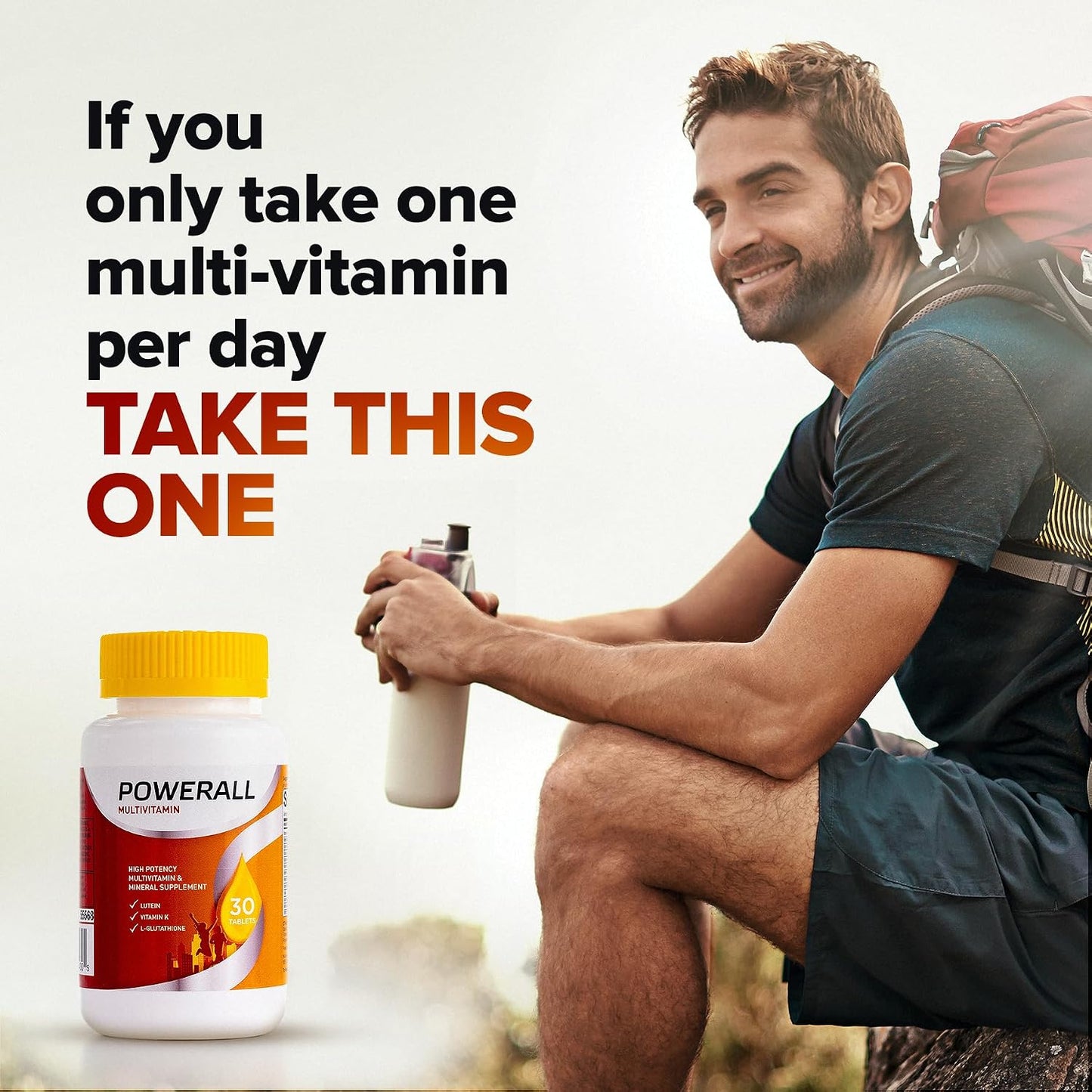 U.S. Health Club PowerAll Adult Multivitamin for Men & Women, 30 Tablets | Adult Multivitamin , Lutein, Vitamin K1, Iron, Zinc, Selenium, Boron, Chromium
