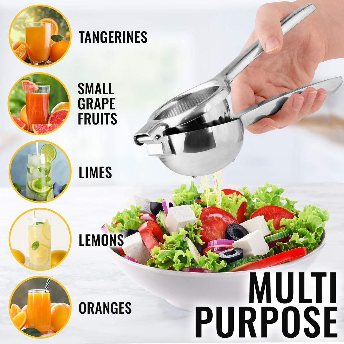 Zulay Kitchen Lemon Squeezer Stainless Steel - Premium Quality, Heavy Duty Solid