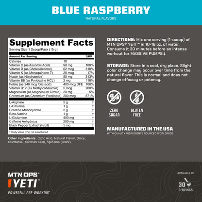 MTN OPS Yeti Pre-Workout Powder with Creatine, Tiger's Blood