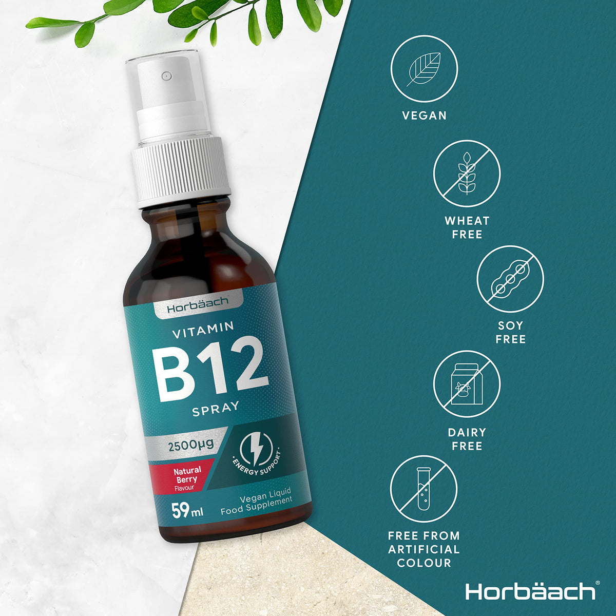 Vitamin B12 Spray 2500mcg | 59ml | High Strength Supplement | Natural Berry Flavour