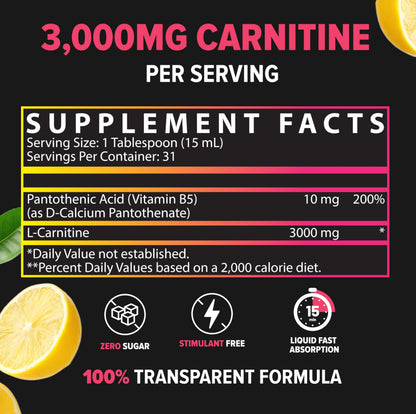 Nutrex Research L Carnitine 3000 - Clinically Dosed L-Carnitine Liquid for Energy, Metabolism & Muscle Recovery - Delicious Strawberry Watermelon - No Sugar, No Carbs, No Stimulants - 31 Servings