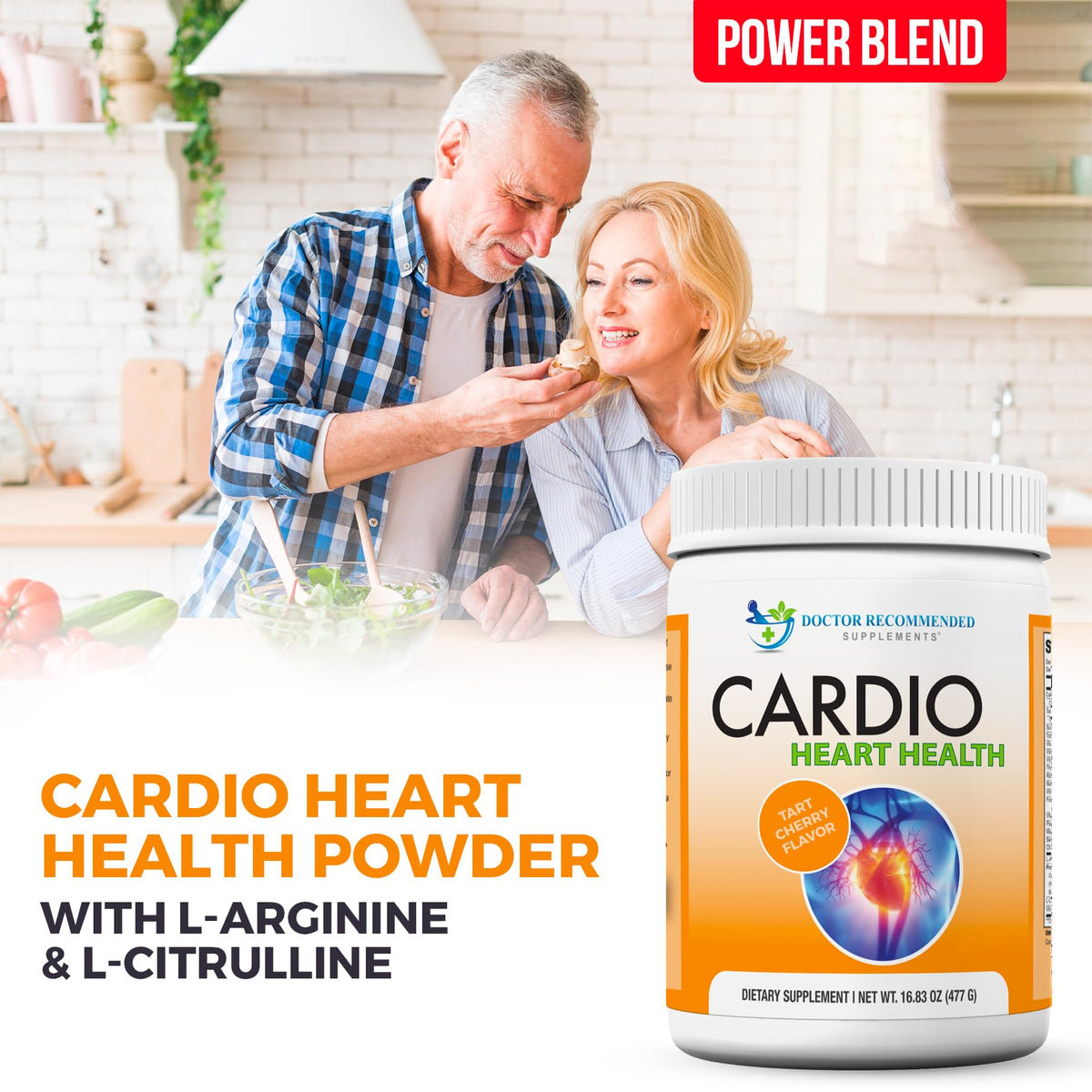 Cardio Heart Health Powder – L-Arginine Supplement 5000mg & L-Citrulline 1000mg,16.82 oz