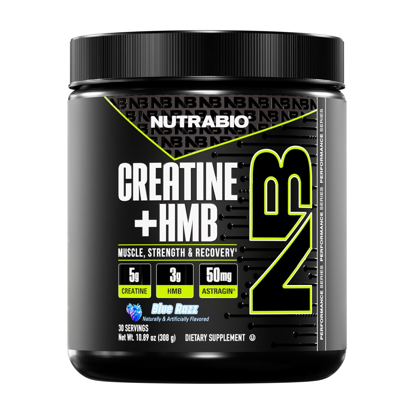 NutraBio Creatine + HMB- Creatine Monohydrate with HMB Powder for Muscle Growth, Increased Strength- 30 Servings (Unflavored)