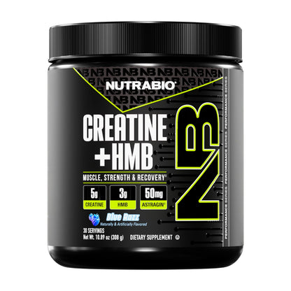 NutraBio Creatine + HMB- Creatine Monohydrate with HMB Powder for Muscle Growth, Increased Strength- 30 Servings (Unflavored)