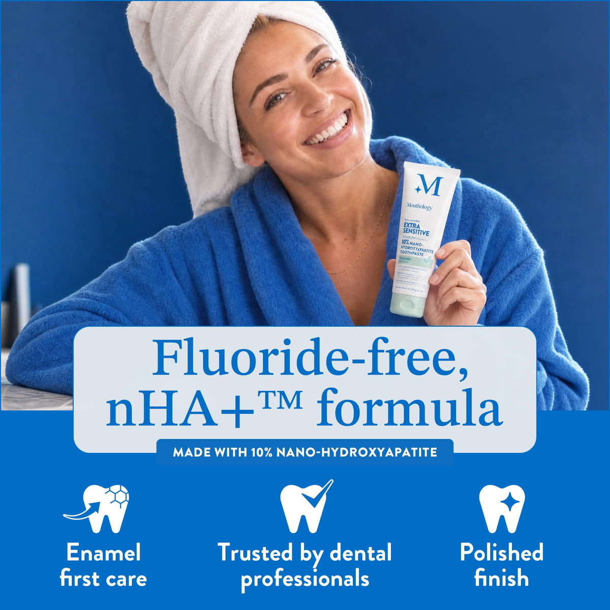 Mouthology 10% Nano Hydroxyapatite Toothpaste Fluoride Free, Whitening*, Rod Shaped nHA, Xylitol Toothpaste for Adults, Enamel Care*, Sensitive Teeth*, SLS Free, Mint 4oz (USA Made) Package May Vary