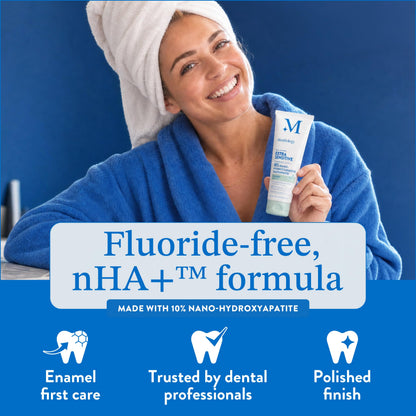 Mouthology 10% Nano Hydroxyapatite Toothpaste Fluoride Free, Whitening*, Rod Shaped nHA, Xylitol Toothpaste for Adults, Enamel Care*, Sensitive Teeth*, SLS Free, Mint 4oz (USA Made) Package May Vary
