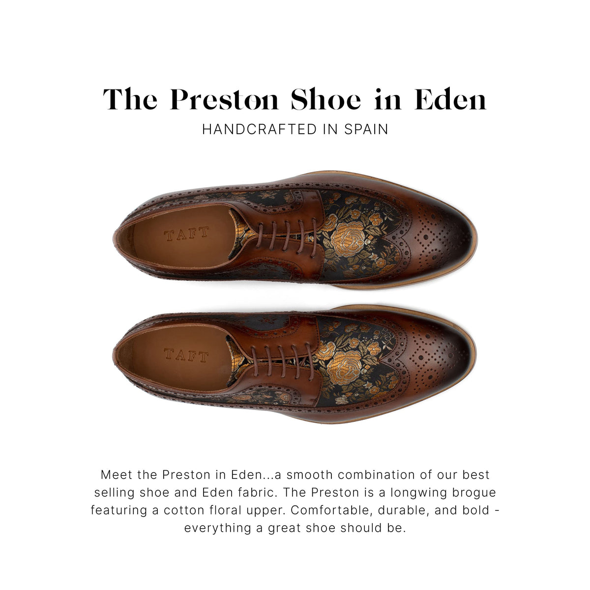 TAFT Preston Leather and Jacquard Wingtip Men's Dress Shoe