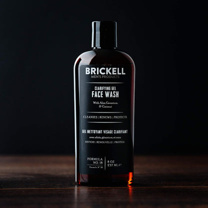 Brickell Men's Clarifying Gel Face Wash for Men, Rich Foaming Daily Facial Cleanser Formulated With Aloe, Geranium and Coconut, 8 Ounce, Scented