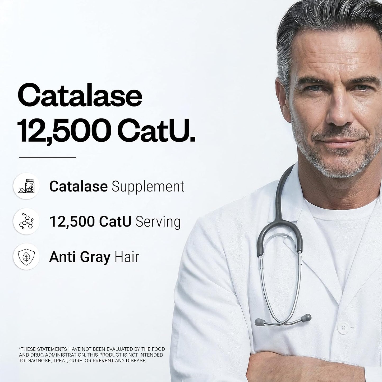 Supersmart - Catalase 500mg per Day (12500 CatU) - Natural Enzyme - Anti Gray Hair Supplement | Non-GMO & Gluten Free - 60 Delayed Release Capsules
