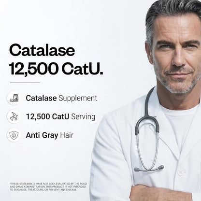 Supersmart - Catalase 500mg per Day (12500 CatU) - Natural Enzyme - Anti Gray Hair Supplement | Non-GMO & Gluten Free - 60 Delayed Release Capsules