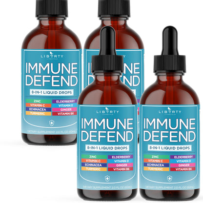 8-in-1 Immune Support Liquid Drops – Elderberry, Turmeric Curcumin, Echinacea, Ginger, Vitamins C & D3, Zinc & B6 – Fast-Absorbing Immune & Antioxidant Support – Vegan, Non-GMO – 4 oz
