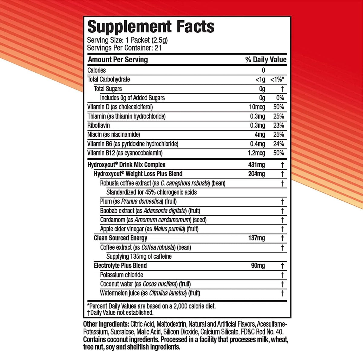 Hydroxycut Drink Mix Weight Loss for Women & Men Weight Loss Supplement