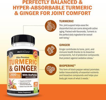 Turmeric and Ginger Supplement with BioPerine, 160 Capsules